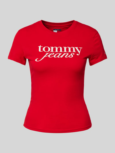 Tommy Jeans Slim Fit T-Shirt aus reiner Baumwolle mit Logo-Print Rot 2