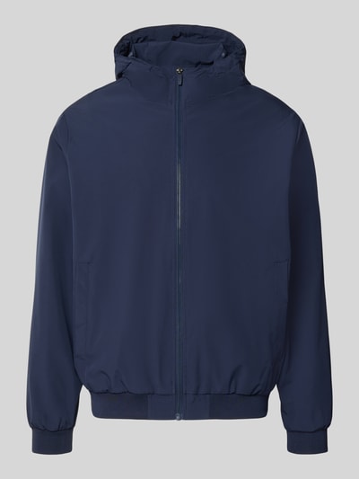 Produktfoto, Regular Fit Jacke mit Kapuze Modell 'Charge' von JACK & JONES in Dunkelblau, Reißverschluss, glatte Textur, Vorderansicht, Damen Jacke