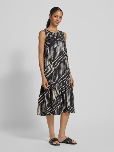 OPUS Midi-jurk van viscose, model 'Wicy palm leaves' Zwart - 1
