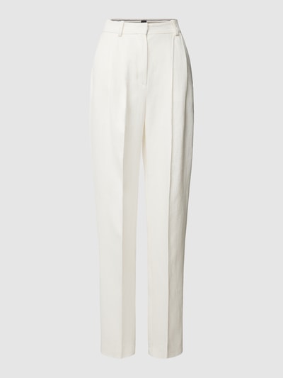 BOSS Regular Fit Leinenhose mit Bundfalten Offwhite 2