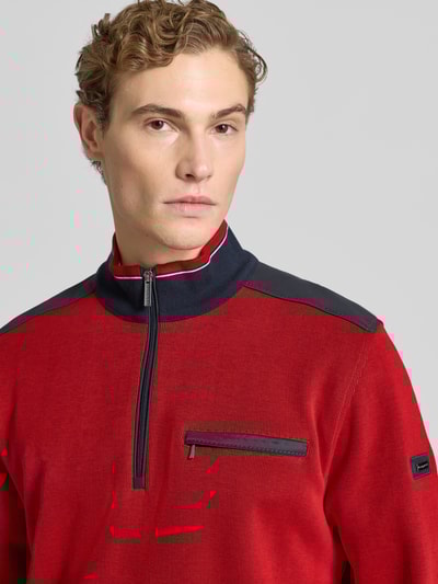 bugatti Sweatshirt met opstaande kraag, model 'Selanik' Rood - 3