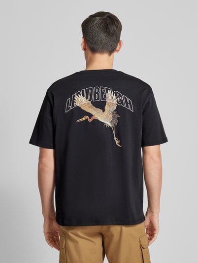 Lindbergh T-shirt o kroju oversized z nadrukiem z logo Średnioszary 5