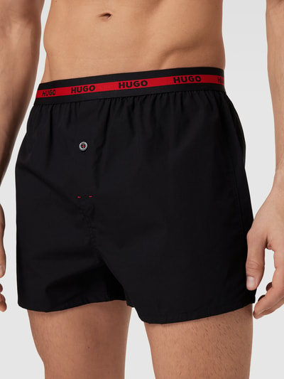 HUGO Boxershort met logo in band in een set van 2 stuks Zwart - 3