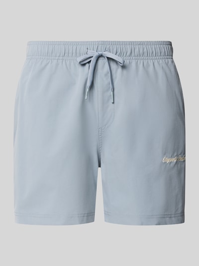 Produktfoto, hellblaue Badehose mit Label-Stitching Modell 'MAUI' von Jack & Jones, Regular-Fit, elastischer Bund, Tunnelzug, Herren