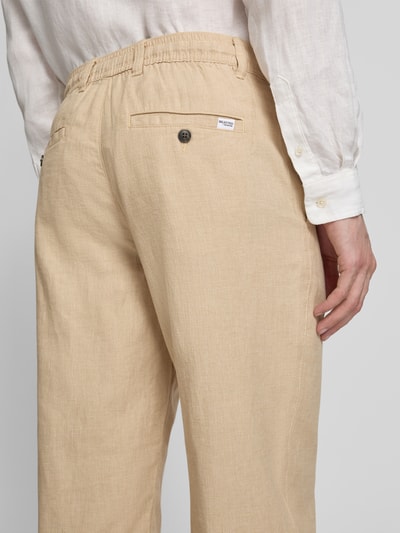 Selected Homme Loose Fit Hose aus Baumwoll-Leinen-Mix Modell 'BRODY' Beige Melange 3