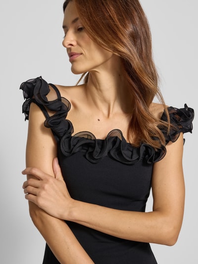 Lipsy Knielange cocktailjurk met ruches Zwart - 3