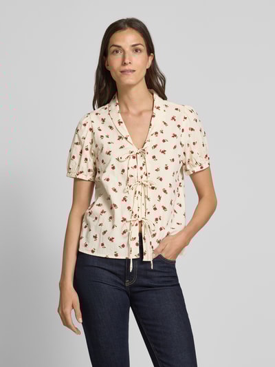 ICHI Regular Fit Bluse mit Schnürung Modell 'ROSEY' Offwhite 4