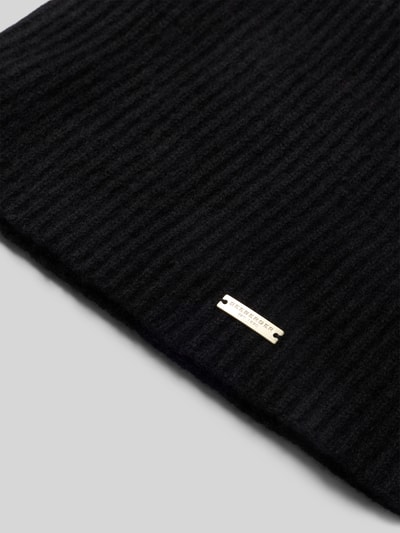 Produktfoto, Balaclava aus reinem Kaschmir von Seeberger, schwarz, kaszmir, faktura prążkowana, struktura dzianiny, z wiązaniami