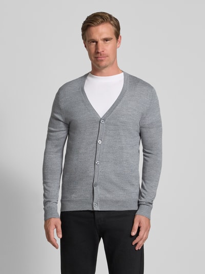 Christian Berg Men Gebreid jack met V-hals Lichtgrijs gemêleerd - 4