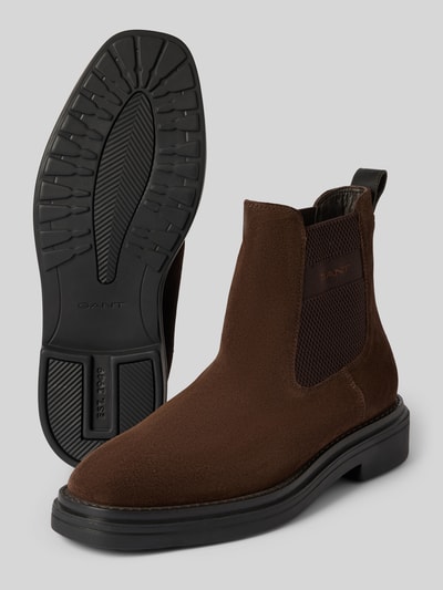 Gant Chelsea boots van leer met labelstitching, model 'Boggar' Middenbruin - 3