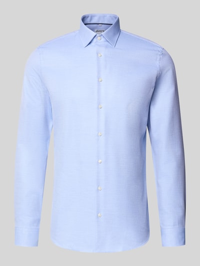 Jake*s Slim Fit Businesshemd mit Strukturoptik Hellblau 1