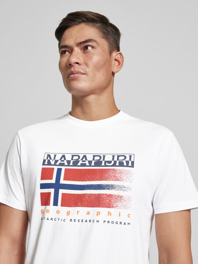 Napapijri T-Shirt mit Label- und Statement-Print Modell 'S-KREIS' Weiss 3