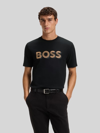BOSS Regular Fit T-Shirt aus merzerisierter Baumwolle Modell 'THOMPSON 656' Black 4