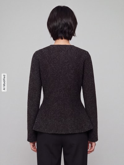 VERO MODA Kardigan rozpinany z dół w zygzaki z baskinka Czekoladowy melanż 5