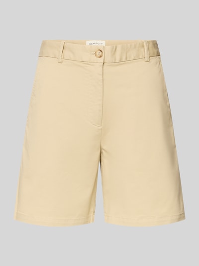 Produktfoto, Bermudas mit Gesäßleistentaschen von Gant in Beige, Baumwoll-Mix mit Stretch, Straight Fit, sichtbare Eingrifftaschen, glatter Stoff