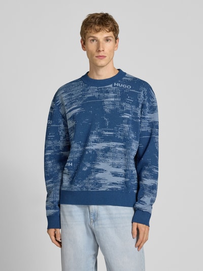 Hugo Blue Regular Fit Strickpullover aus Baumwoll-Mix Modell 'SORBAS' Dunkelblau 4