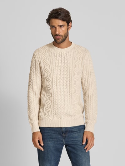 Jack & Jones Premium Strickpullover mit gerippten Abschlüssen Modell 'BLUSEAN' Offwhite Melange 4