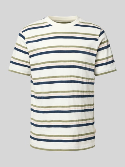 Blend T-shirt met geribde ronde hals, model 'JAMAS' Marineblauw - 2