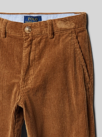 Polo Ralph Lauren Kids Slim fit corduroy broek met steekzakken, model 'BEDFORD' Cognac - 2