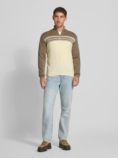 Dale of Norway Wollen pullover met schipperskraag, model 'Dalestolen' Zand - 1