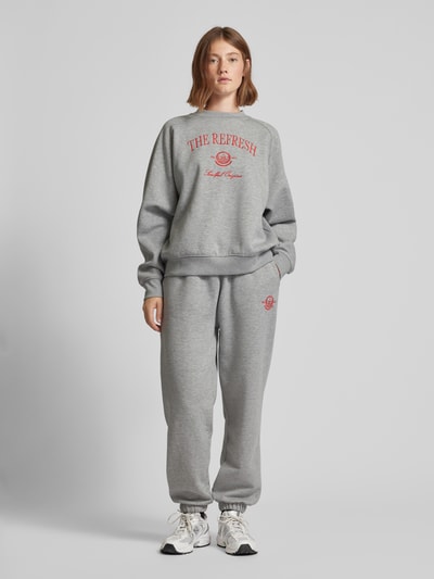 LeGer by Lena Gercke Regular Fit Sweatpants mit Label-Stitching Modell 'Maxime' Mittelgrau Melange 1