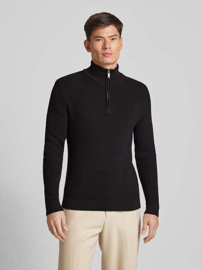 SELECTED HOMME Gebreide pullover met opstaande kraag, model 'THEO' Zwart - 4