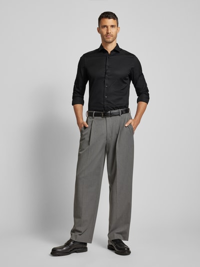 Eterna Slim fit zakelijk overhemd van twill Zwart - 1