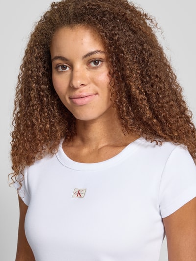 Calvin Klein Jeans T-Shirt mit Label-Badge Weiss 3