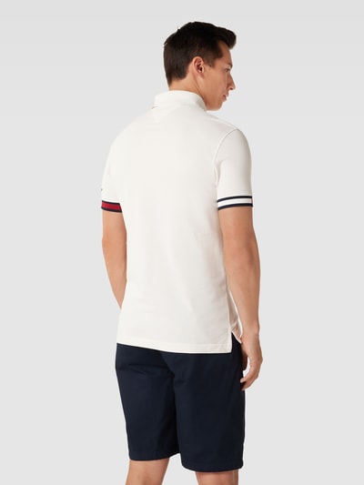 Tommy Hilfiger Slim fit Poloshirt mit Label-Stitching Modell 'FLAG' Ecru 5