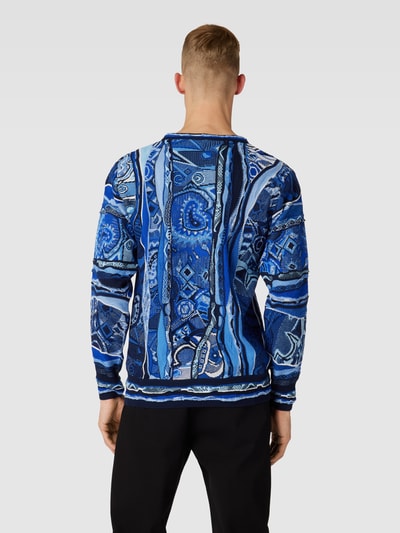 Carlo Colucci Strickpullover mit Strukturmuster Blau 5