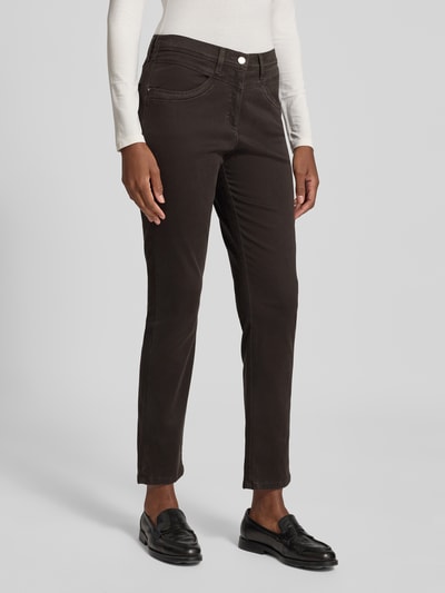 Raphaela By Brax Stoffen broek met steekzakken, model 'Laura' Chocoladebruin - 4