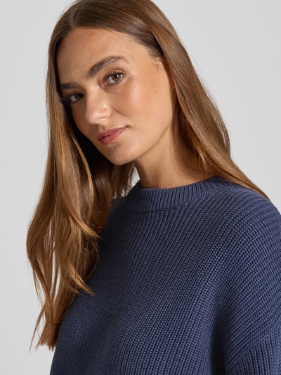 Jake*s Casual Oversized Strickpullover mit gerippten Abschlüssen Dunkelblau 3