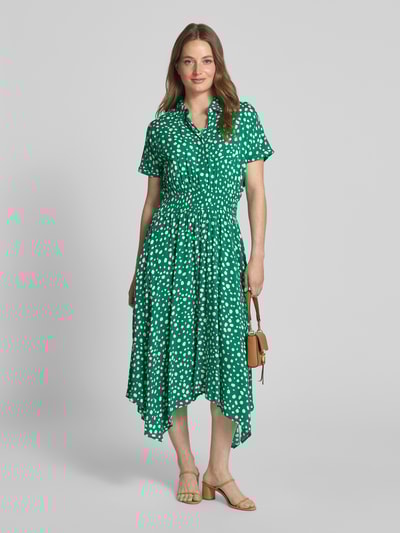 Apricot Midikleid mit Hemdblusenkragen Gruen 1
