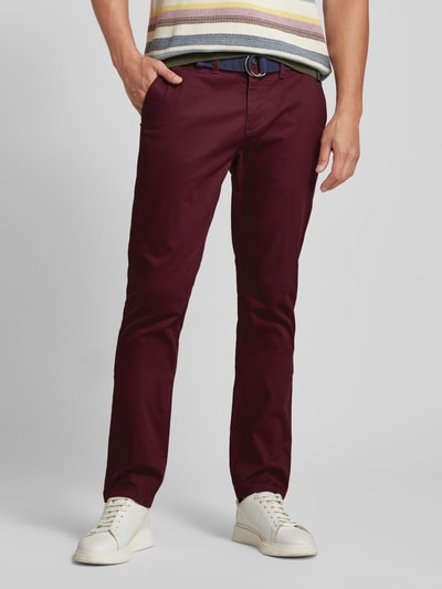 MCNEAL Slim fit chino met riem Bordeaux - 4