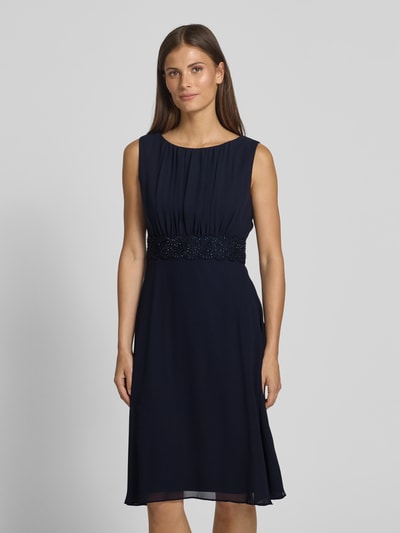 Christian Berg Cocktail Knielanges Cocktailkleid mit Taillenband Marine Melange 4
