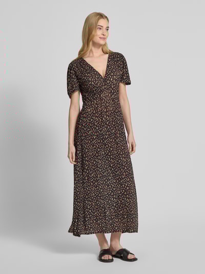 Mango Midikleid mit V-Ausschnitt Modell 'POMI' Black 1