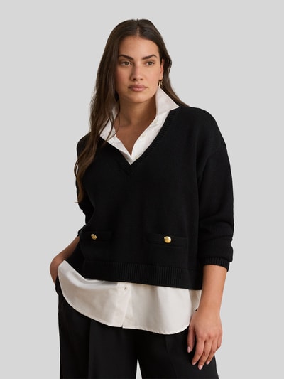 Lauren Ralph Lauren Sweter z dzianiny o kroju regular fit z czystej bawełny BLACK 6