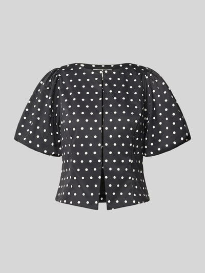 Produktfoto, Slim Fit Bluse im Allover-Look Modell 'ANELA' von Neo Noir, schwarz mit weißen Punkten, strukturierte Oberfläche, Damen Bluse