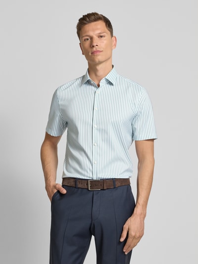 Jake*s Slim Fit Kurzarmhemd mit Kentkragen Hellgruen 4