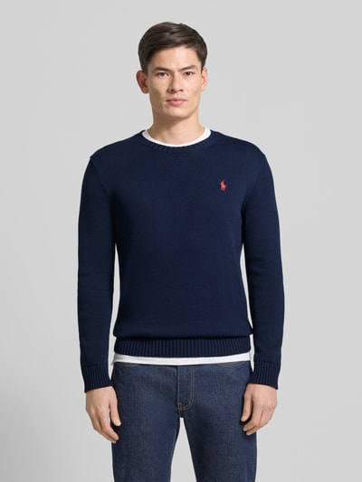 Polo Ralph Lauren Sweter z dzianiny z prążkowanymi wykończeniami Granatowy 4