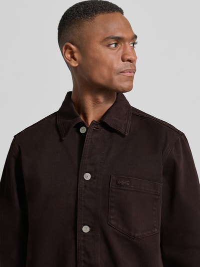 Lacoste Regular fit jeansjack van puur katoen Chocoladebruin - 3