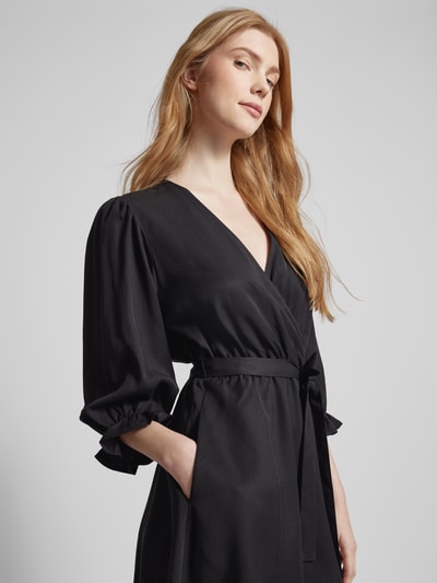 EDITED Jumpsuit aus Lyocell mit Bindegürtel Black 3