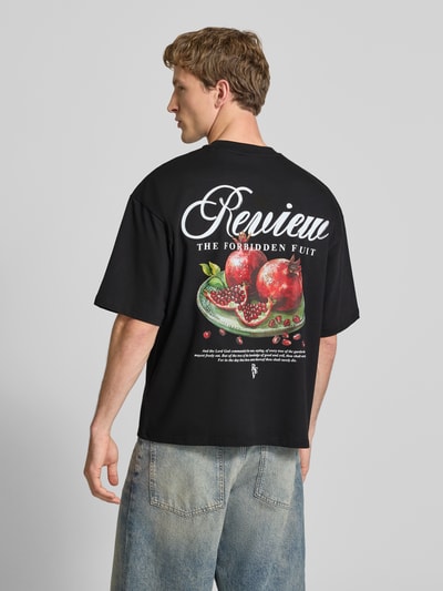 REVIEW T-Shirt mit Logo- und Statement-Print Black 5