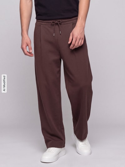 HUGO Relaxed Fit Sweathose aus reiner Baumwolle Modell 'Devropant' Schoko 4