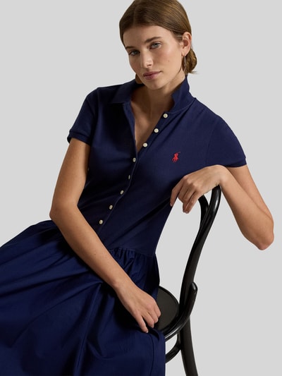 Polo Ralph Lauren Sukienka casualowa z mieszanki bawełny z kołnierzykiem polo Granatowy 3