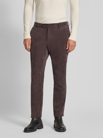 Carl Gross Regular fit corduroy broek met Franse steekzakken Donkerbruin - 4