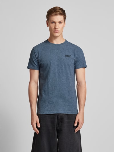 Superdry T-shirt met labelstitching Petrol gemêleerd - 4