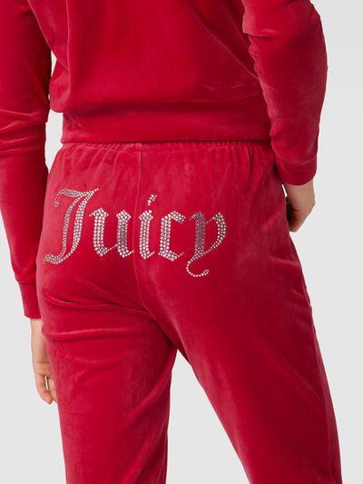 Juicy Couture Spodnie dresowe z obszyciem kamieniami stras model ‘TINA’ Mocnoróżowy 3