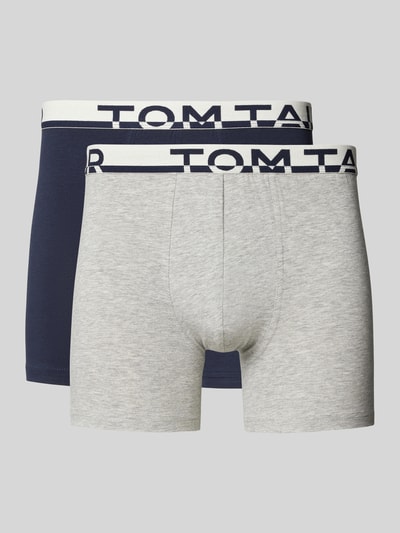 Tom Tailor Obcisłe bokserki o kroju slim fit z napisem z logo w pasie Jasnoszary melanż 1