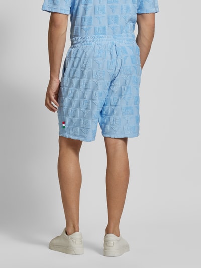 CARLO COLUCCI Regular fit sweatshorts met structuurmotief, model 'BEACHWEAR' Lichtblauw - 5